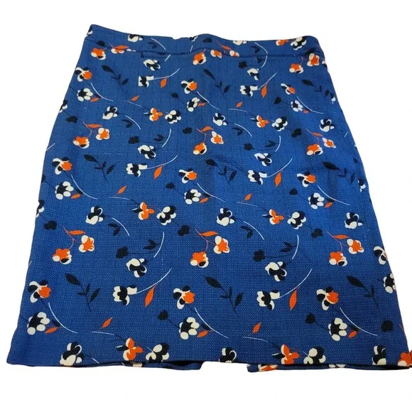 Boden Women's Tweed Lined Skirt Blue Floral US 12 UK 16 - Picture 2 of 5